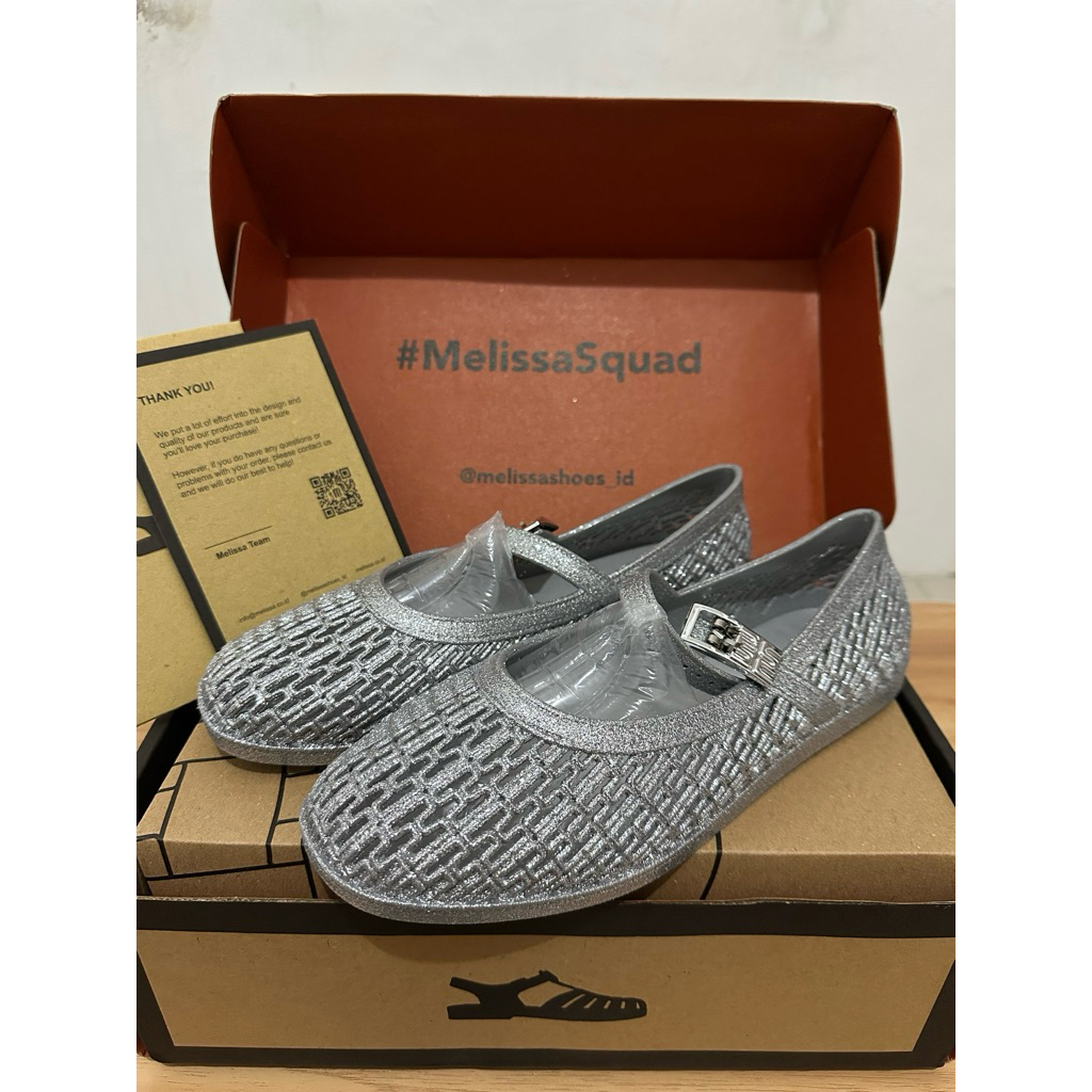 NEW | MELISSA SHOES HARPER - SILVER SIZE 40 | SEPATU JELLY | SEPATU WANITA MURAH | GLITTER