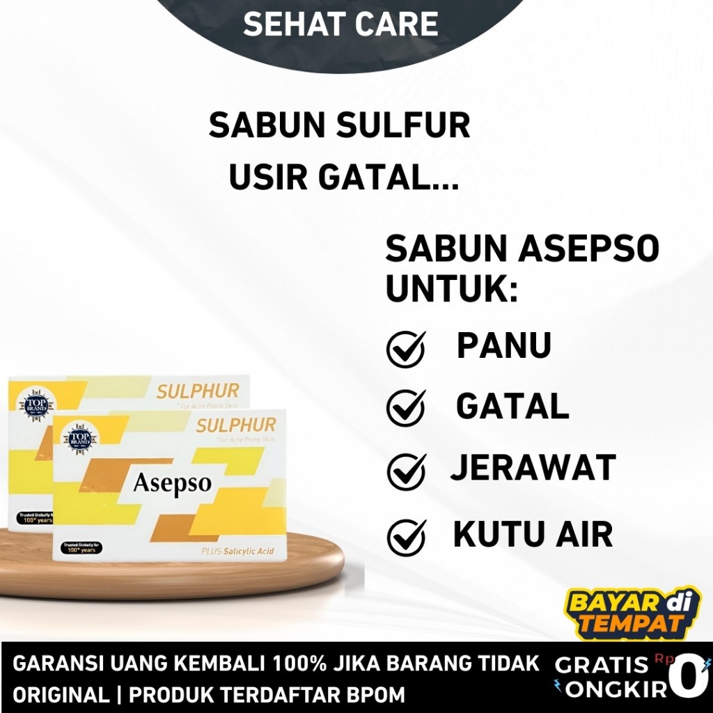 Sabun Asepso Sabun Belerang Sulfur Bantu Atasi Gatal Kemerahan dan Ruam Pada Kulit Cocok Untuk Kulit