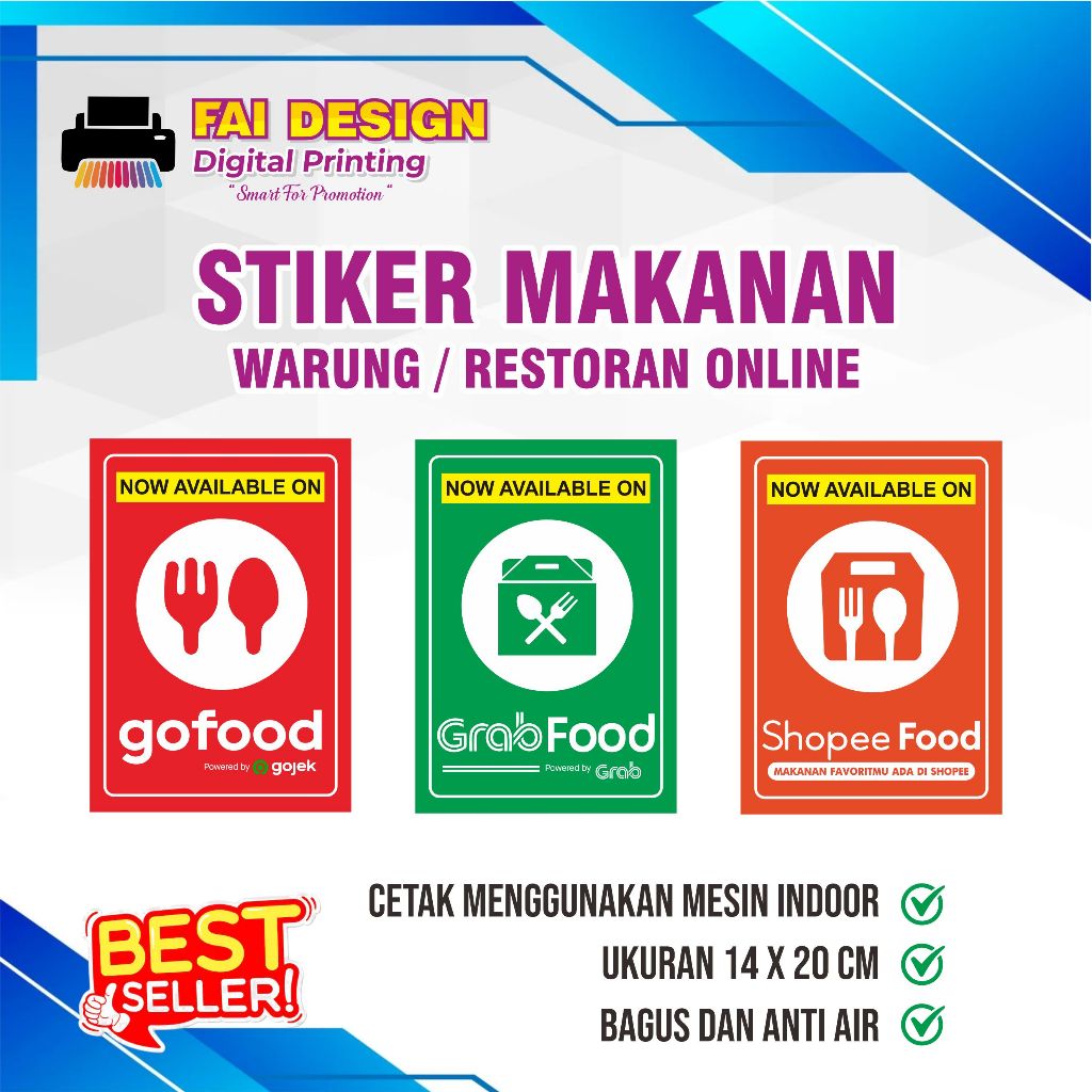 Stiker Online Food | Vinyl Tahan lama