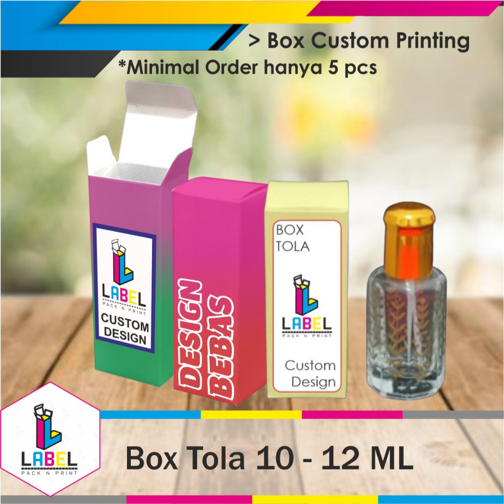 DUS / BOX PACKAGING BOTOL TOLA 10 - 12 ml (cm) CUSTOM FULLPRINT