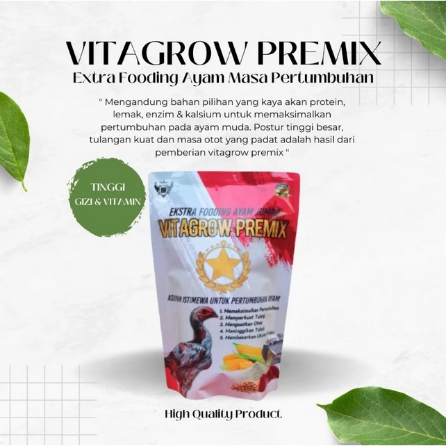 VITAGROW PREMIX Suplemen Ayam Aduan – Tulang Kuat, Otot Padat, Nafsu Makan Naik