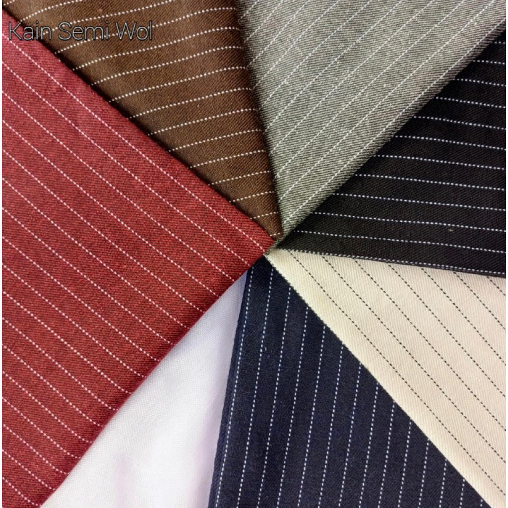 Bahan Kain Semi Wool Premium/Kain Semi Woll Salur/Bahan Kain Semi Wool Salur Best Seller