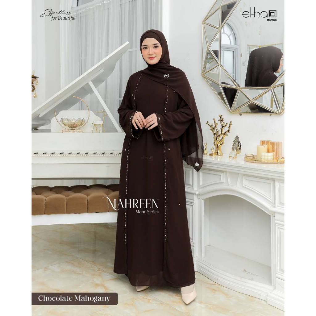 Mahreen Abaya gamis abaya turki Dewasa Mewah Bahan Ceruty Babydoll Full Puring Hiasan Payet Mutiara