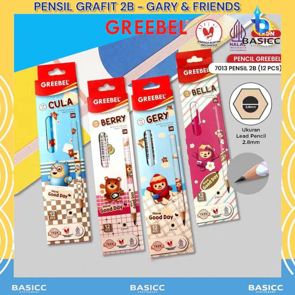 

Greebel Pensil Tulis Grafit Kayu 2B - 7013 | @ 1 Pak=12 Pencil