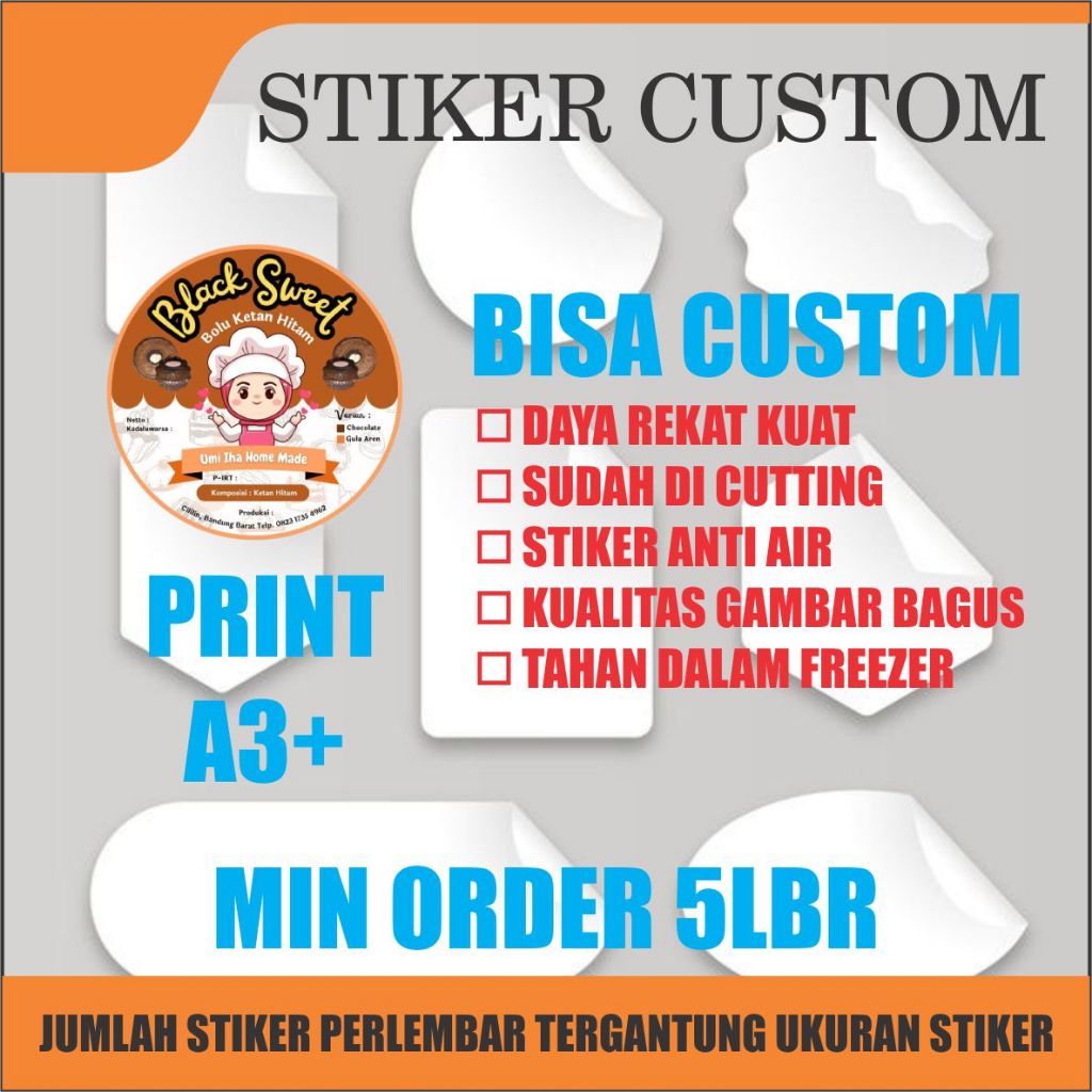 

Stiker Label A3 VINYL KROMO TRANSPARAN + CUTTING SESUAI BENTUK | STIKER A3+ CUSTOM