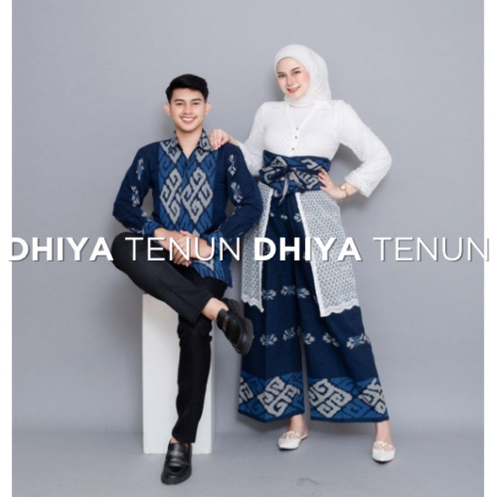 hania blue couple pasangan • kulot tenun etnik • baju couple pasangan • outer wanita set celana
