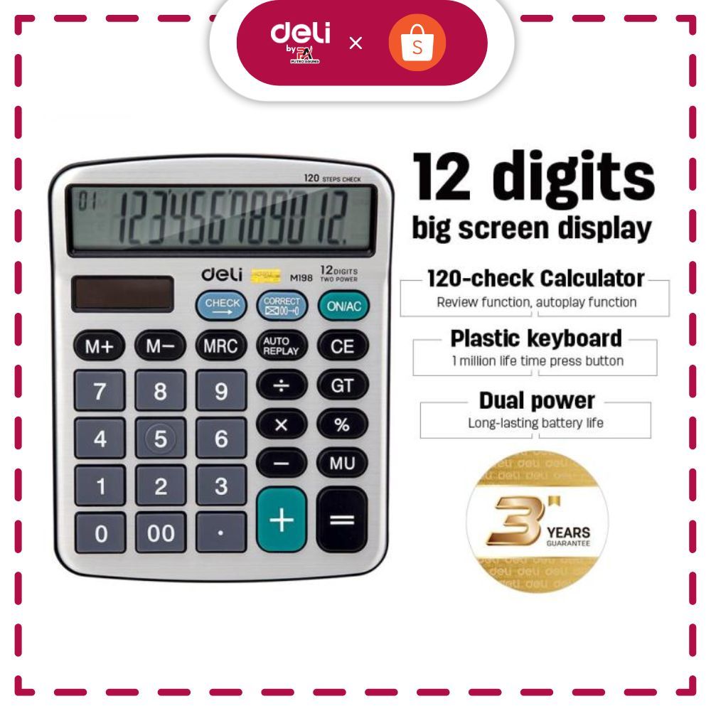 

Deli Kalkulator 120 fungsi garansi 3 tahun EM19810