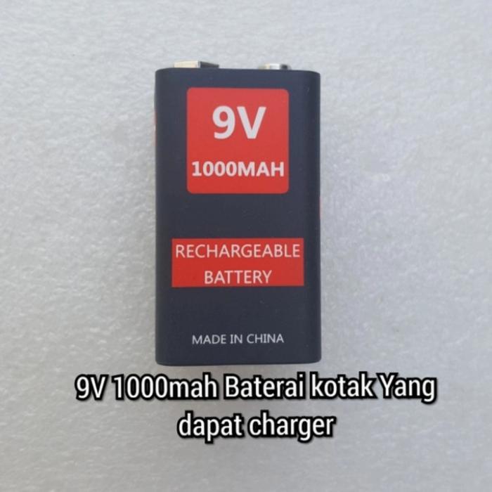 Battery kotak 9v 1000mah rechargeable USB isi ulang