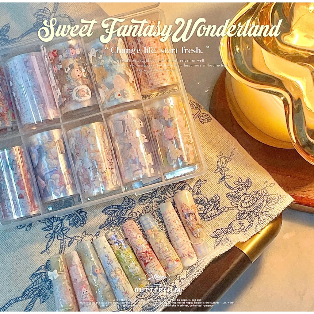 Snowdrop Nail Transfer Paper 5*50Cm | Stiker Kuku Dengan Design 10 Macam Per Box | Sweet Fantasy Won