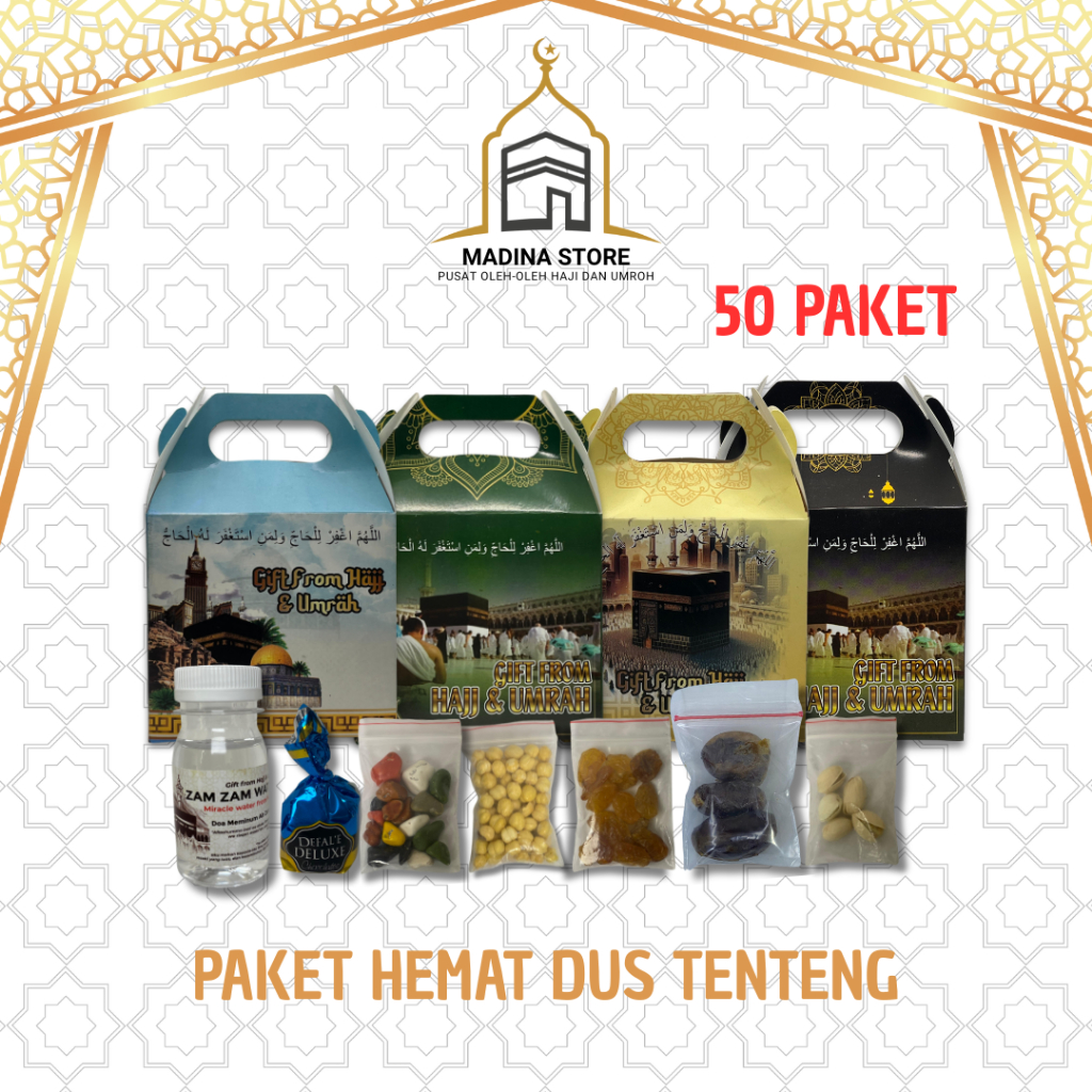 

Paket Hemat 50pcs Oleh-oleh Haji dan Umroh isi Air Zamzam Dus Tenteng