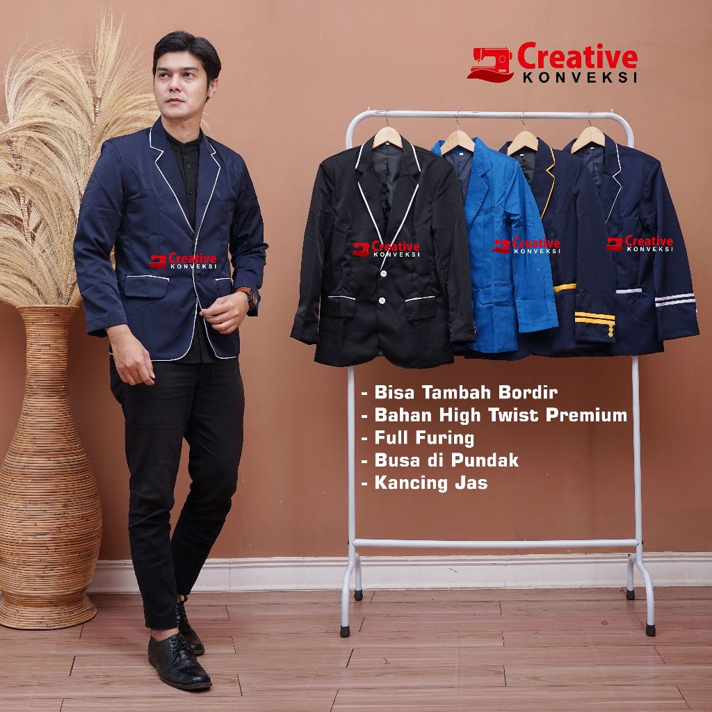 (BISA COD)Jas Almamater, Warna navy lis putih Jas Osis, Jas Sekolah SMP / jas pondok pesantren