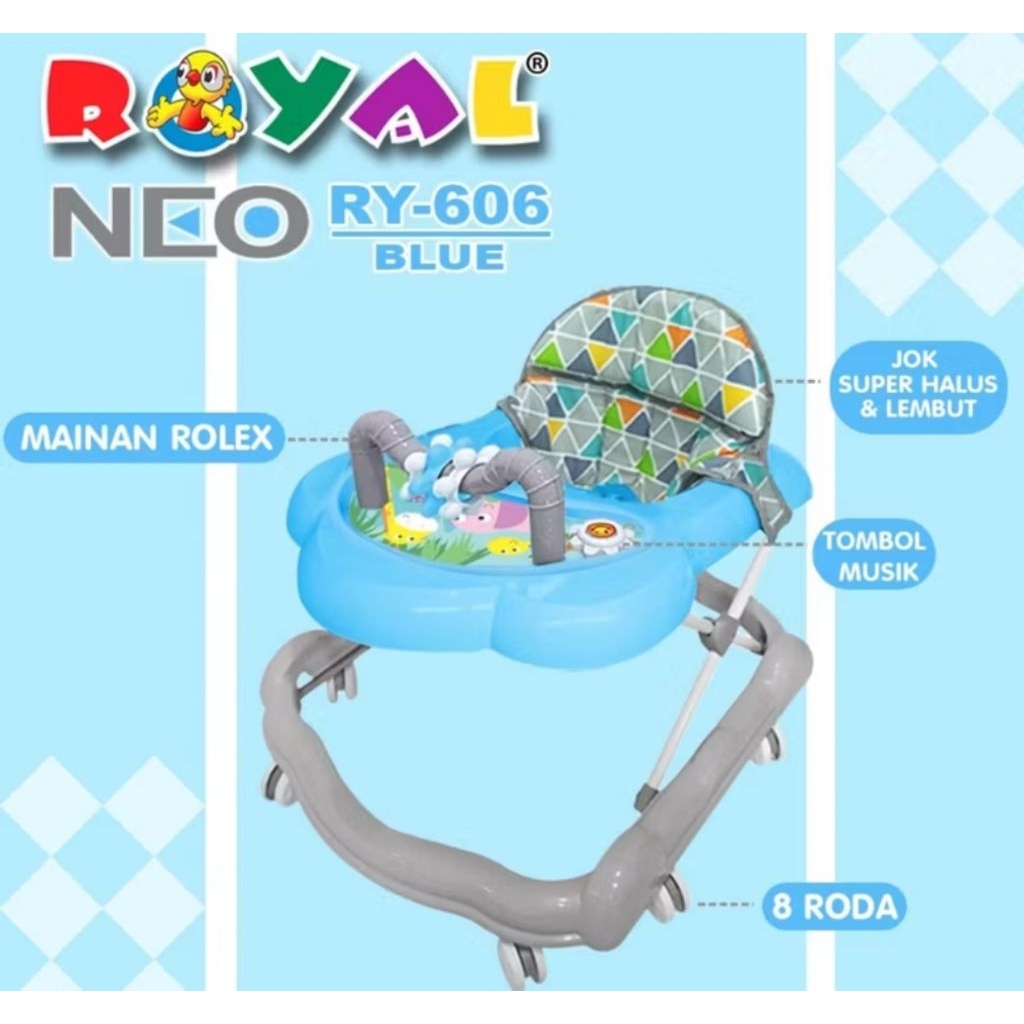 BABY WALKER ROYAL 606 UTK BELAJAR JALAN MUSIK IKAN+ MAINAN
