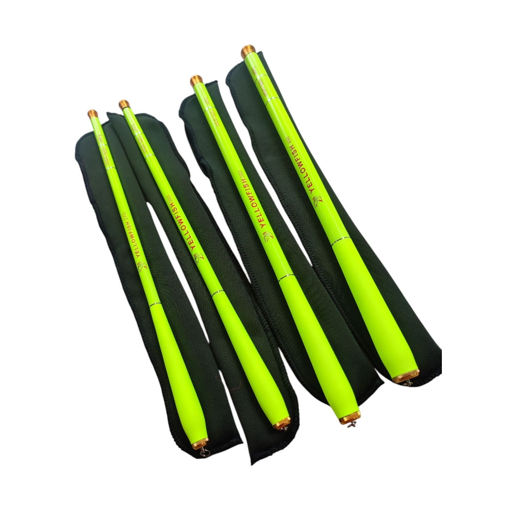 Joran Pancing Tegek Super Carbon Yellow Fish ruas pendek kuat