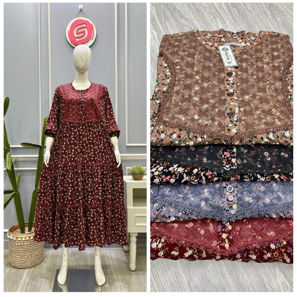 gamis rayon salvina motif