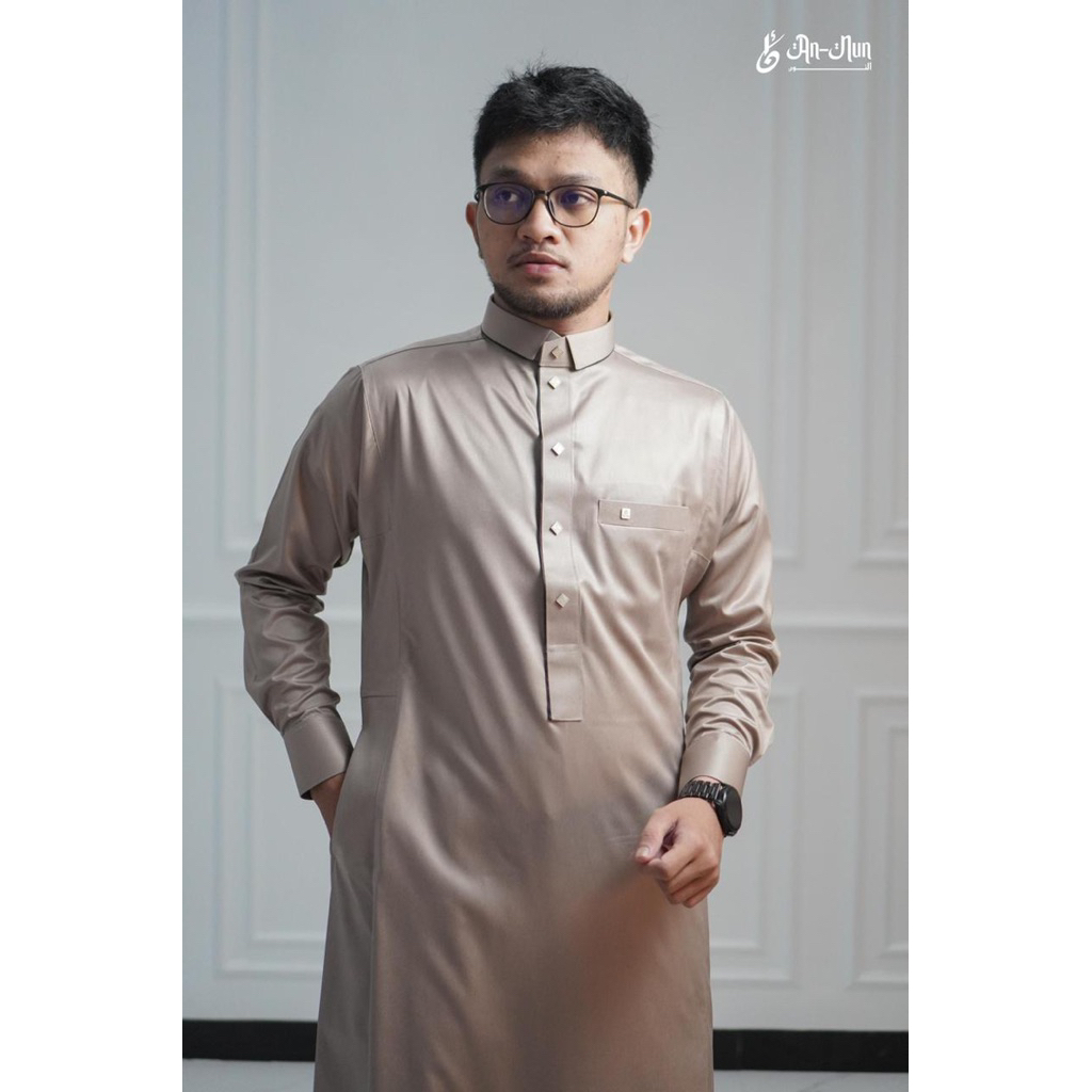 Gamis Annun Saudi Import Grade A | Gamis Pria Premium Motif Kerah Daun