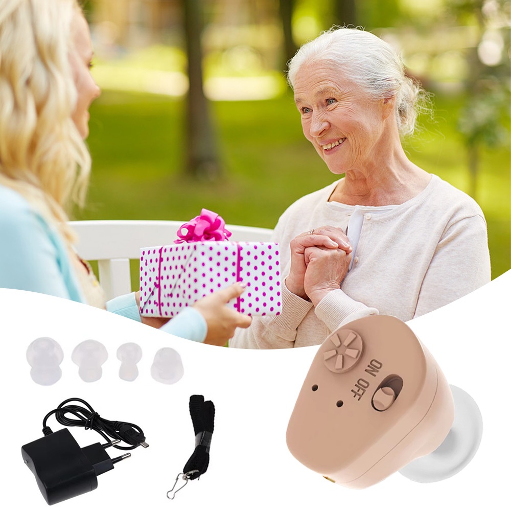 bantu alat dengar Mini Charger Hearing Aid In Ear AlatBantu Dengar Orang Tua Orang tua dan orang mud
