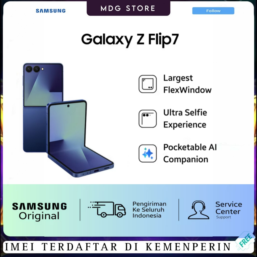 Samsung Galaxy Z Flip 7 5G – Layar Lipat Compact, Kamera Canggih, Garansi Resmi MDG Store