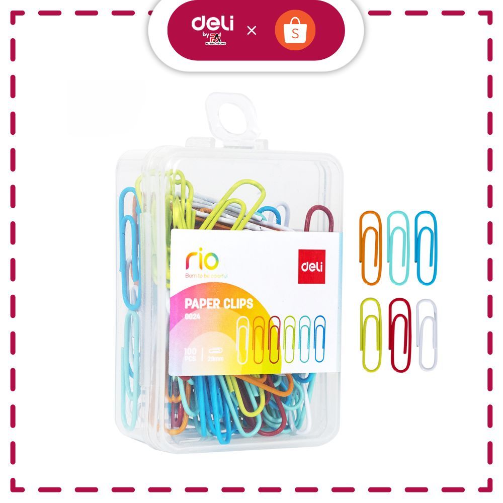 

Deli Klip Kertas / Paper Clips / Kebutuhan Kantor - Multi Warna 29 mm E0024