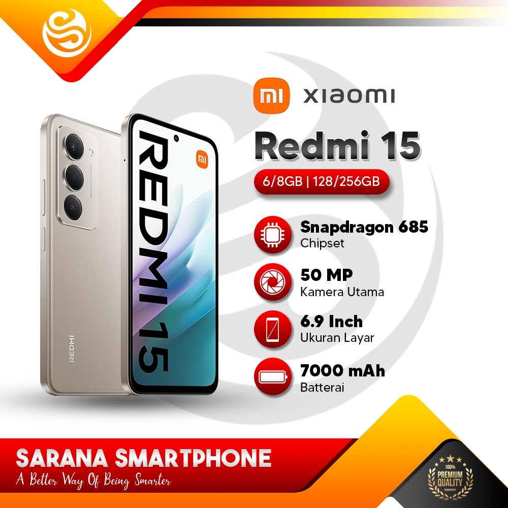 Xiaomi Redmi 15  6GB/128GB | 8GB/256GB | Snapdragon 685 | 7000mAh | Hp Gaming Murah Garansi Resmi