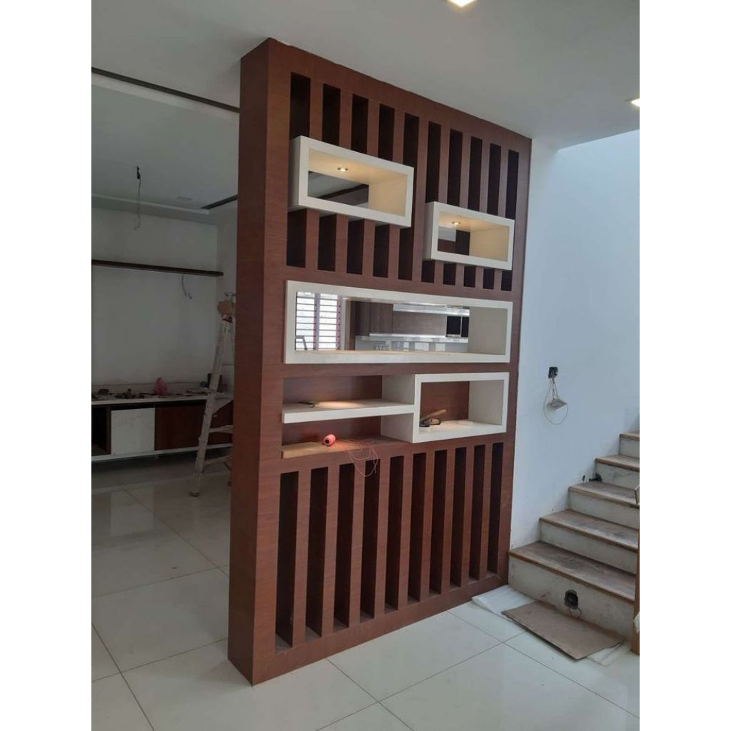 FURNITURE PARTISI PENYEKAT RUANGAN, PARTISI 2 SISI, FURNITURE LEMARI PARTISI, PARTISI MINIMALIS MODE