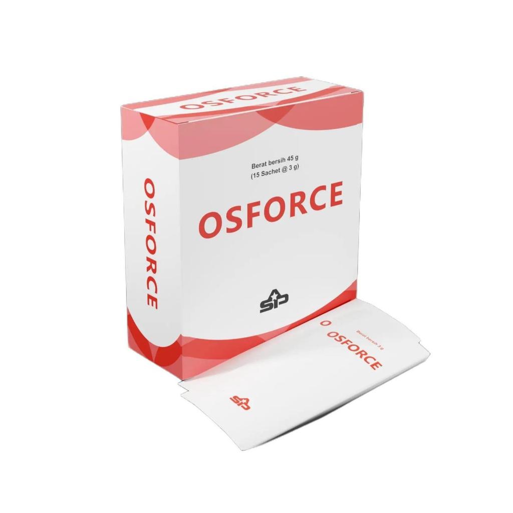 Osforce Box 15 Sachet - Kalsium & Vitamin D3 K2 - Minuman Serbuk Rasa Stroberi
