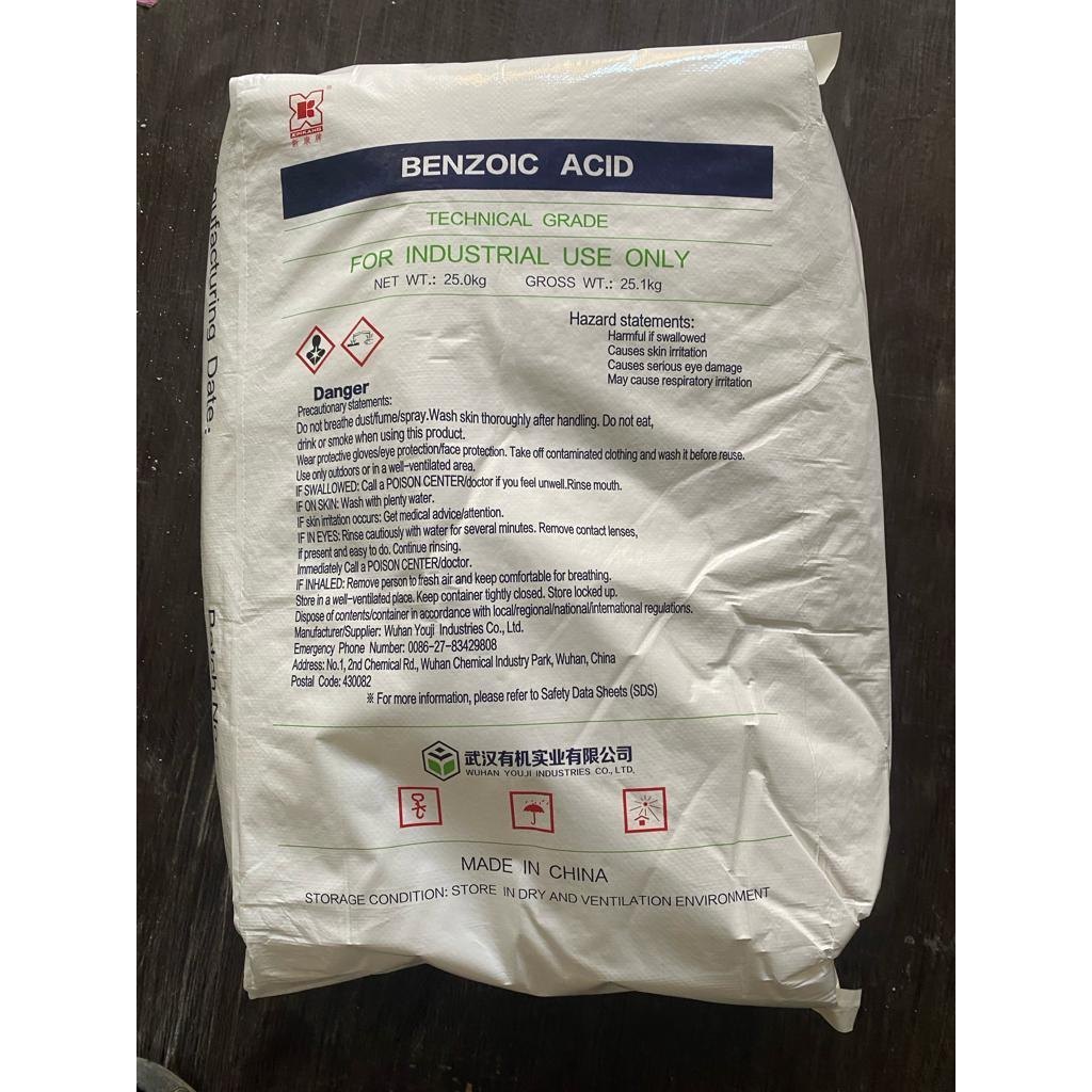 

Benzoic Acid Wuhan 99% Food Grade - 25Kg / Asam Benzoat Pengawet Makanan Gojek/Grab/Shopee Instant