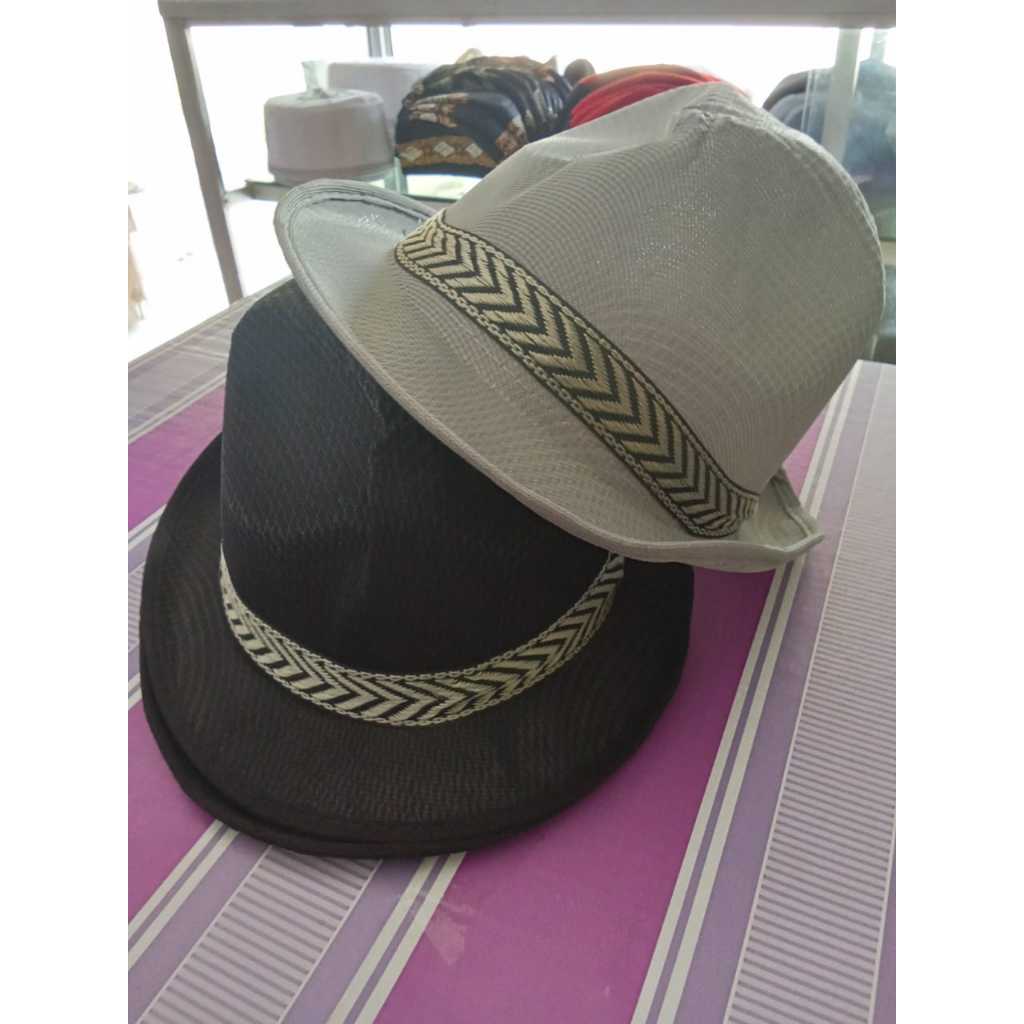Topi Fedora Laken Asli Motif Tali Melingkar Topi Fedora Jezz