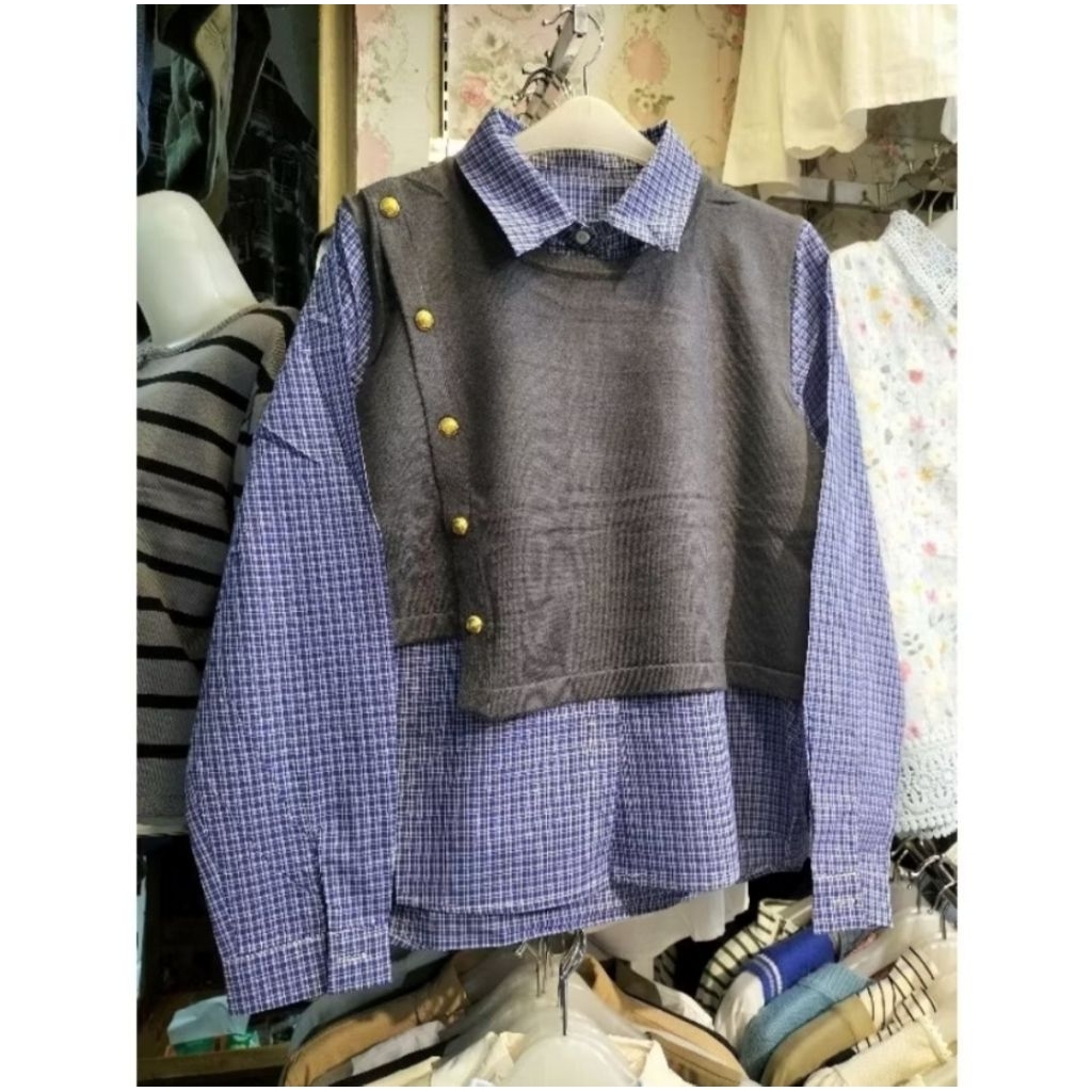 Atasan Kemeja Wanita Rompi Rajut Import