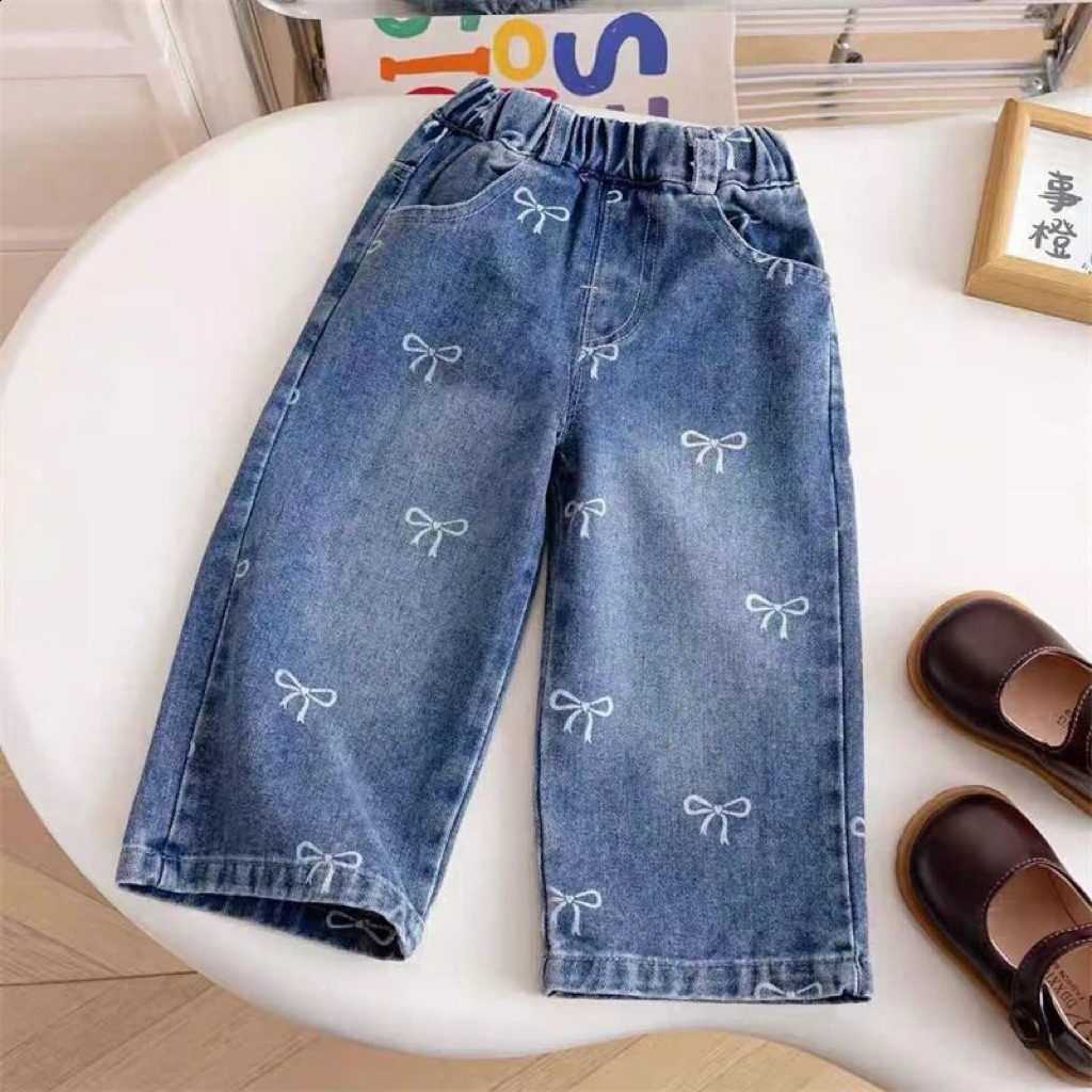 Mabel Kids Bow Knot Denim Pants | size 2-7y | celana panjang jeans anak perempuan motif pita ribbon 