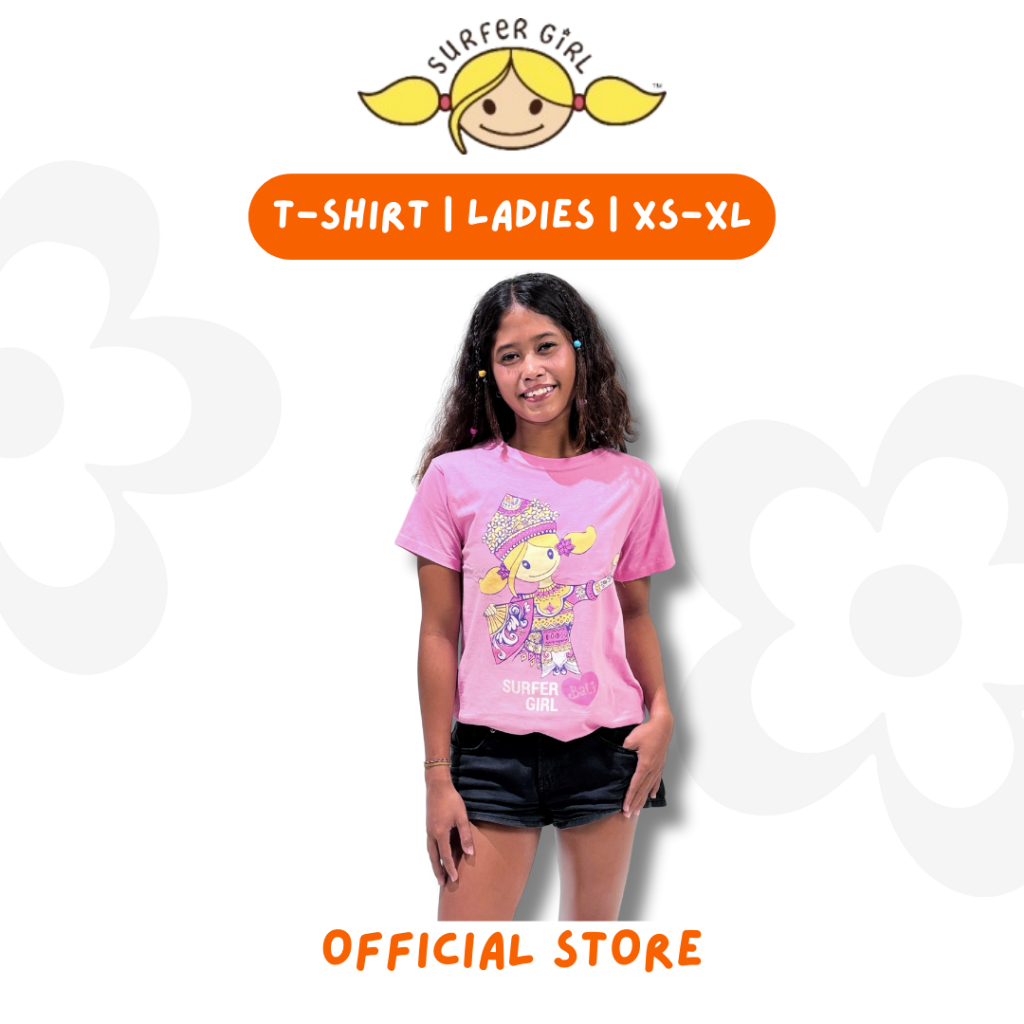 Surfer Girl Legong Ladies Tee | Kaos Surfer Girl | Kaos Bali Wanita | Kaos Lengan Pendek Wanita | Ka