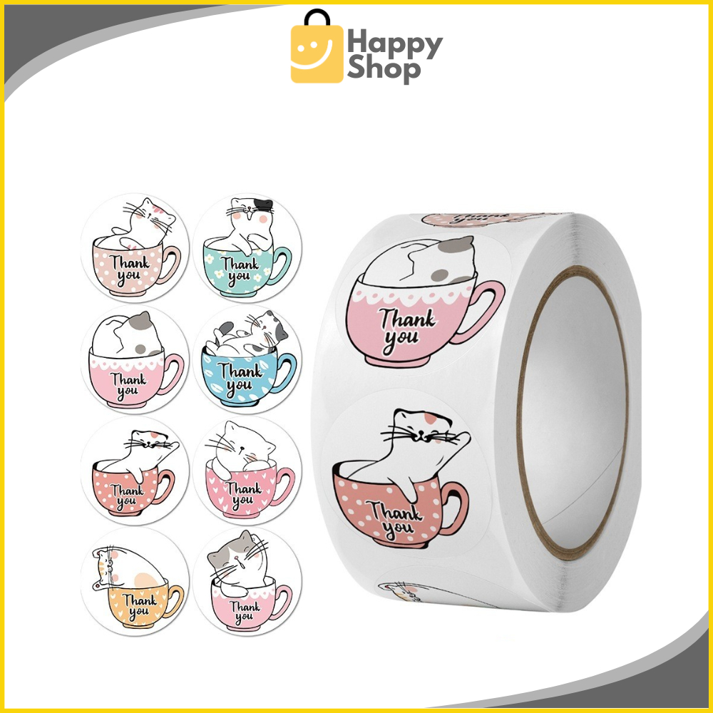 

Happy Shop Stiker Thank you Roll 500 Pcs Stiker Thank you Tempel HL0596 Y1732