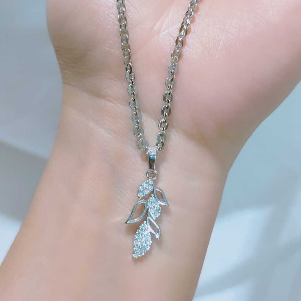 kalung rantai nori kaca kecil bunga 45cm -bestjewelry