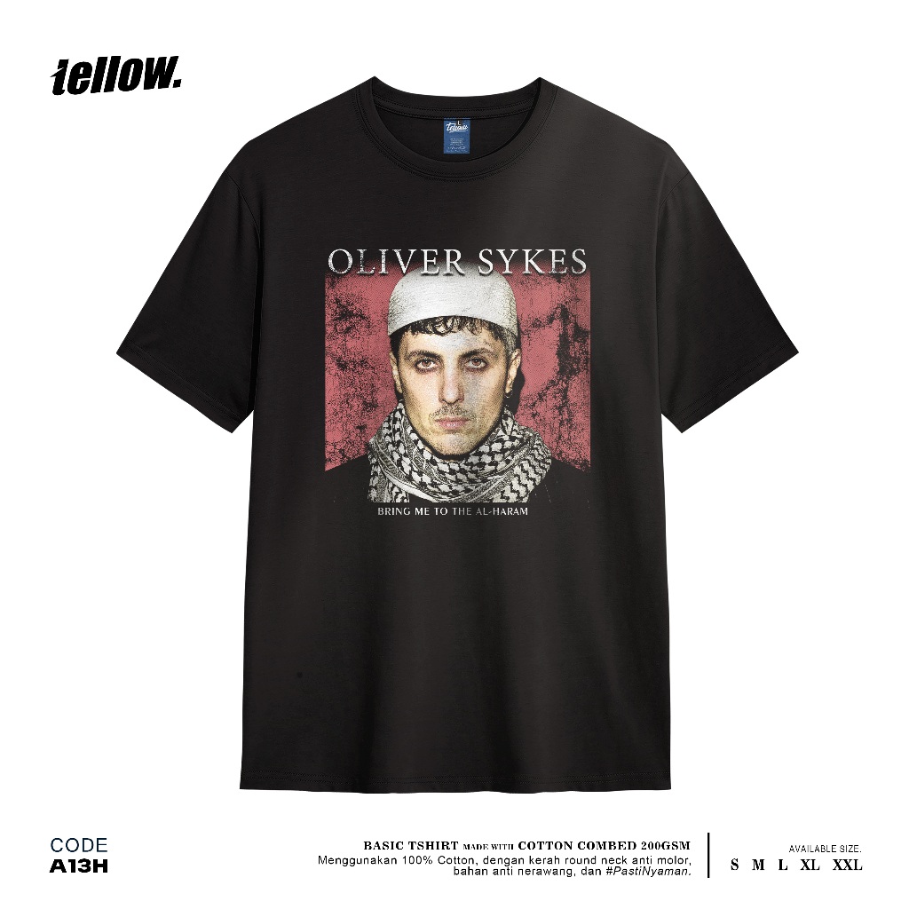 TELLOW Tshirt - Oliver Sykes BMTH - Bring me to The Al Haram Black Unisex tee