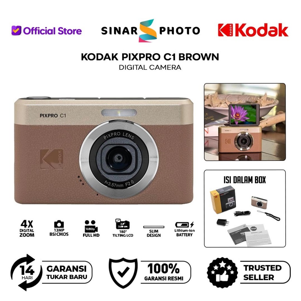 KODAK PIXPRO C1 FLIP SCREENS DIGITAL POCKET CAMERA - Kodak Pixpro C1 Pocket Camera - Kodak Pixpro C1