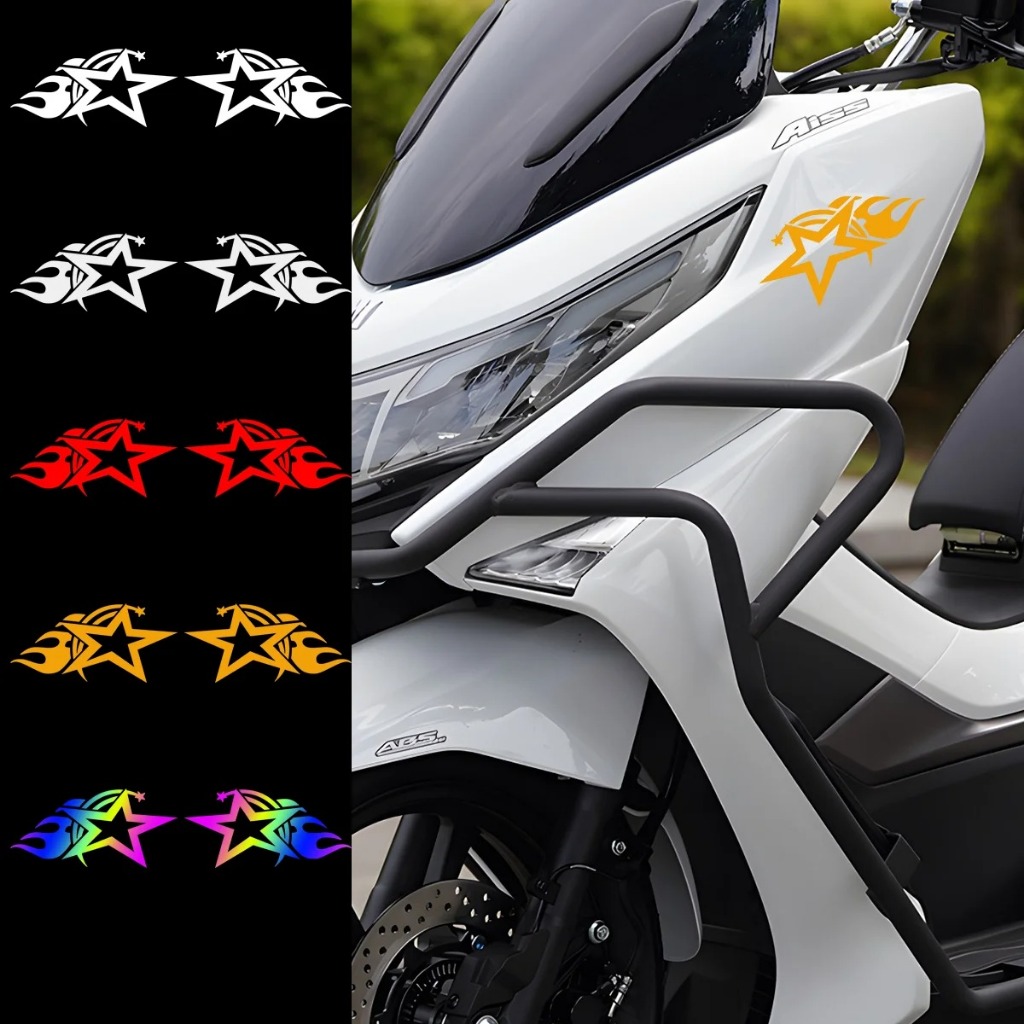 Stiker Flame Star Berapi tangki bahan bakar motor helm kaca depan reflektif tahan air vinil decal ak