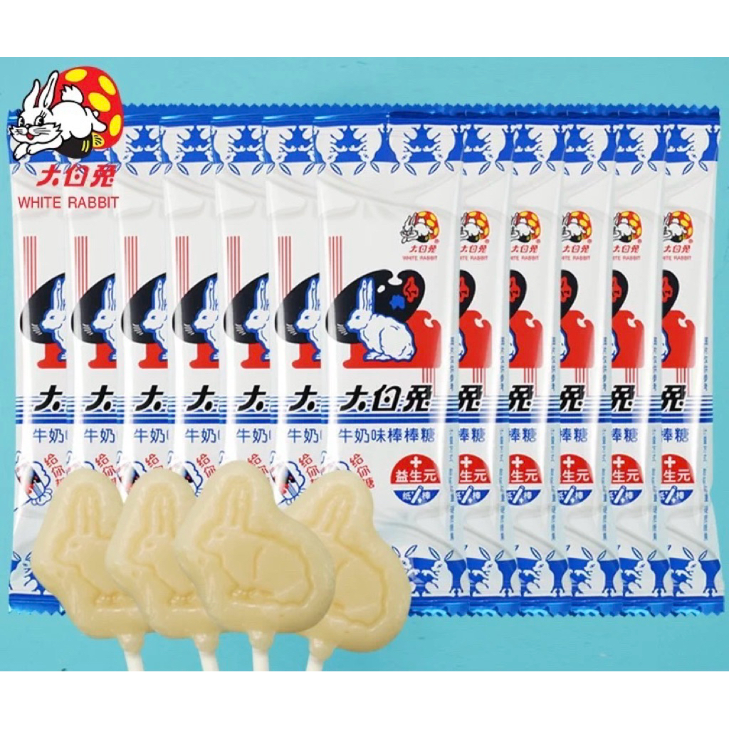 Permen Lollipop Import China White Rabbit Enak Susu milk Candy