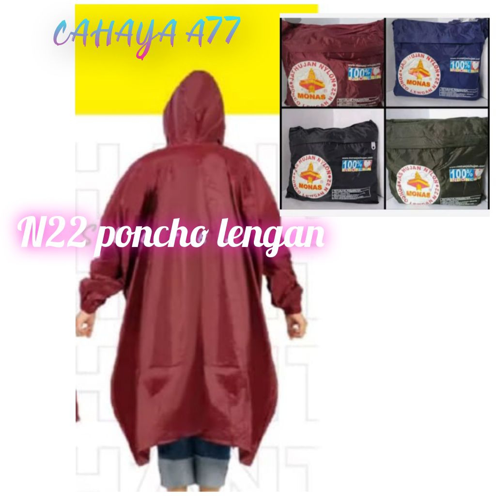 Jas hujan Nylon Monas kelelawar lengan N22(warna Random)
