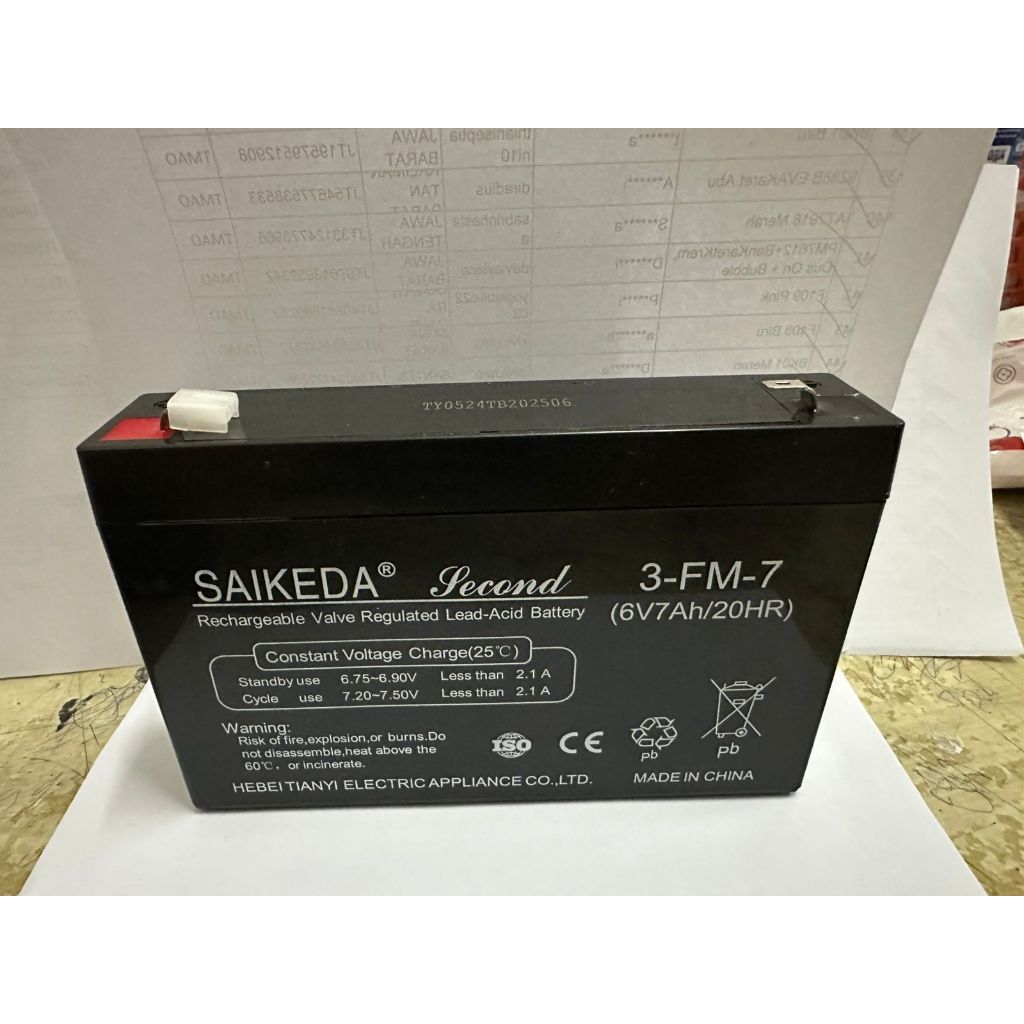 AKI Kering untuk 6V 7AH 6 VOLT motor ak mobil aki mainan anak kendaraan mainan