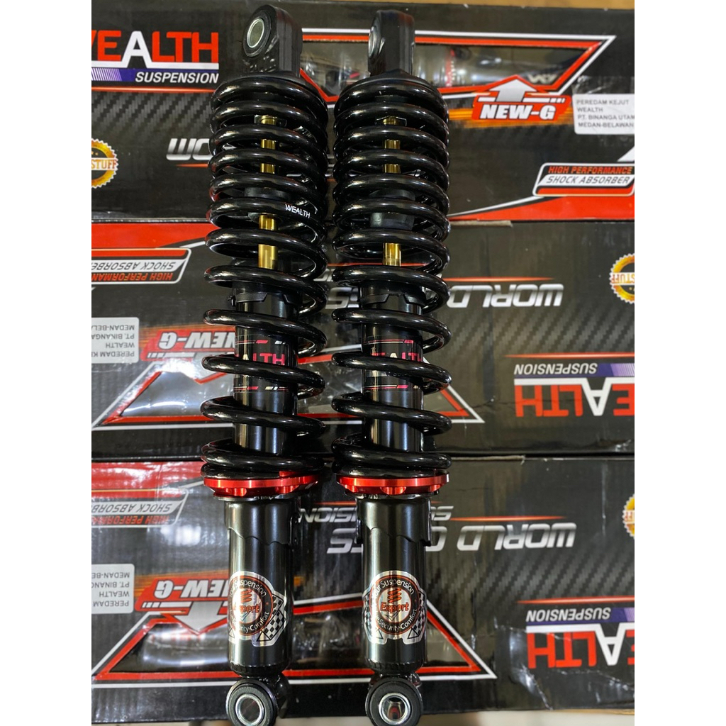 SHOCK BELAKANG WEALTH 280 BLACK WHITE CROME RED