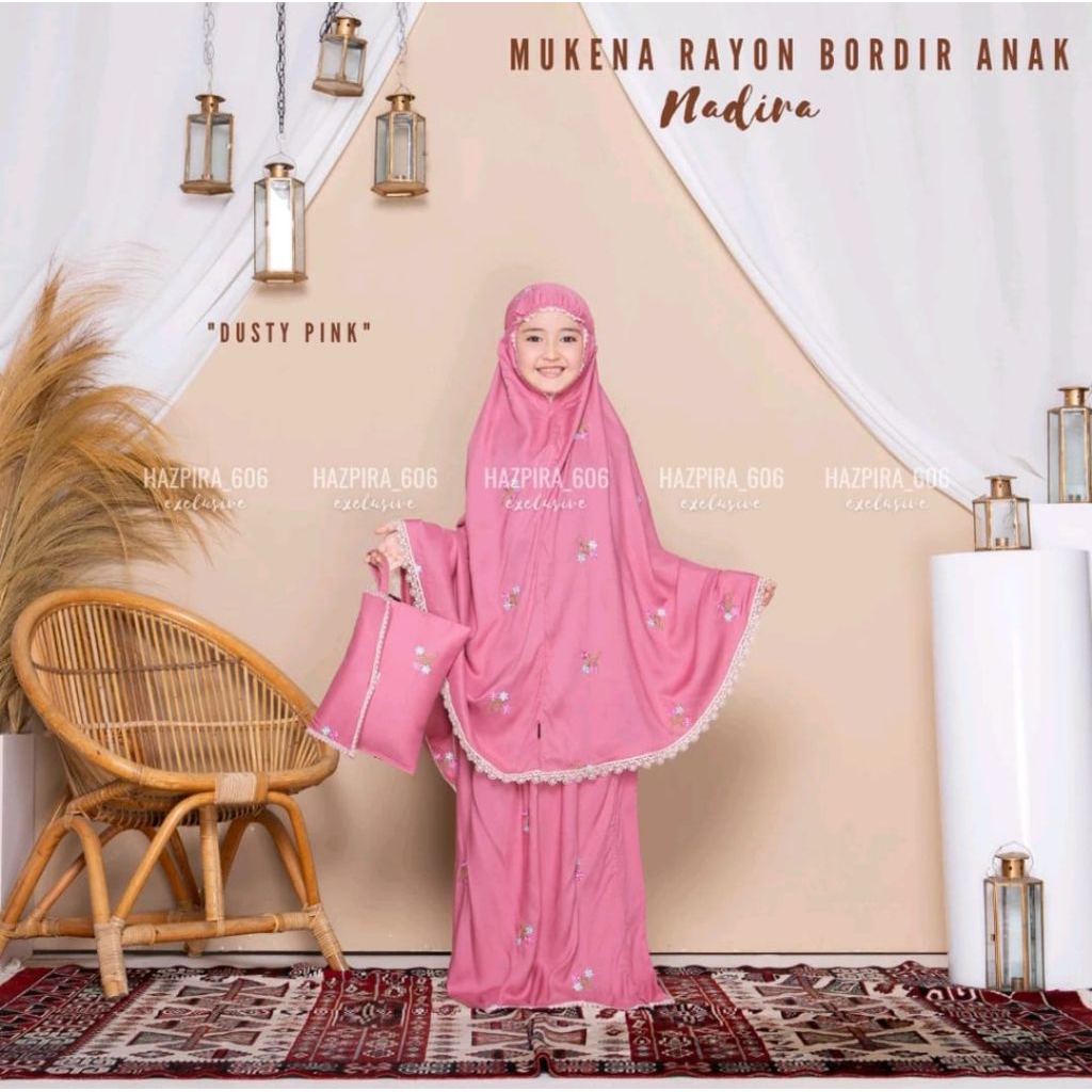MUKENA ANAK KATUN RAYON BORDIR NADIRA UMUR 5-15TAHUN