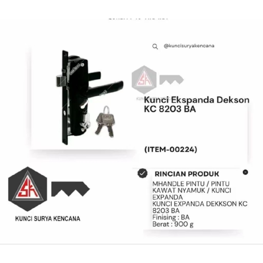 DEKSON KUNCI EKSPANDA DEKSON KC 8203 Handle Kunci Pintu Kawat Nyamuk Expanda
