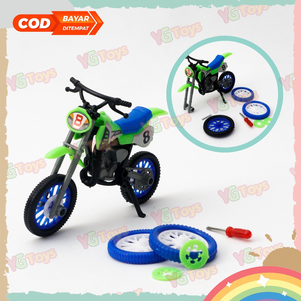 Yestoys Mainan Motor Cross Motor Trail Bongkar Pasang Anak Laki Laki Edukasi Edukatif