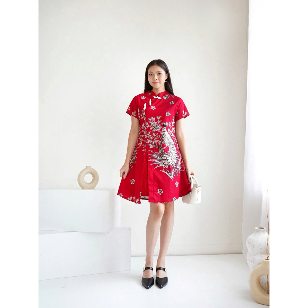 dress batik cheongsam qb157 red