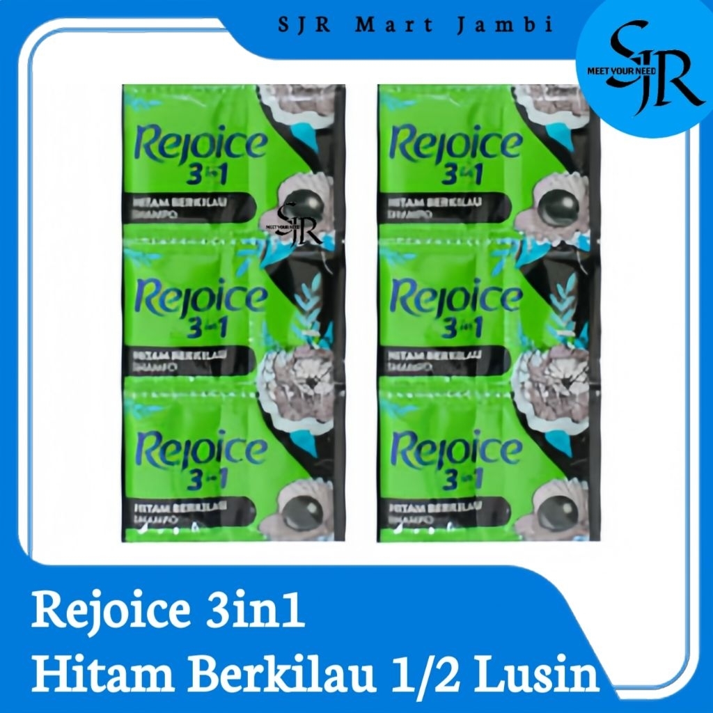 [Sampo] Rejoice 3in1 - Hitam Berkilau 1/2 Lusin | Sachet isi 6 pcs