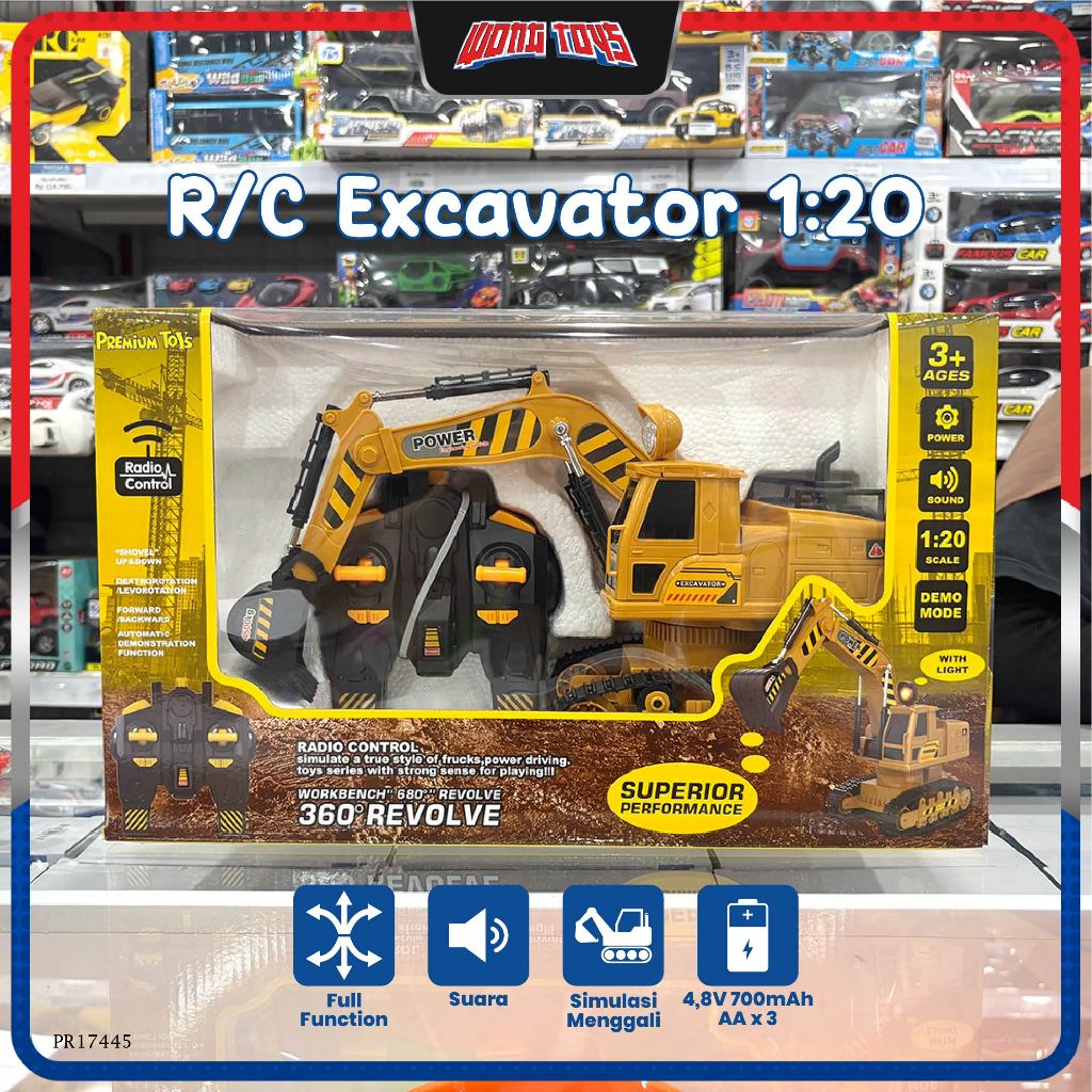 R/C Excavator 1:20 (PR17445) - Mainan Mobilan Remote Control Excavator Premium Toys