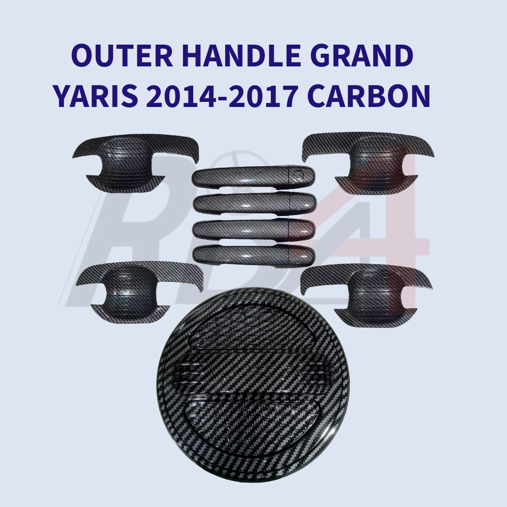 Carbon Glossy Paket Handle Outer Mobil Yaris Vios Aksesoris Pegangan Pintu Mobil 2014 2015 2016 2017