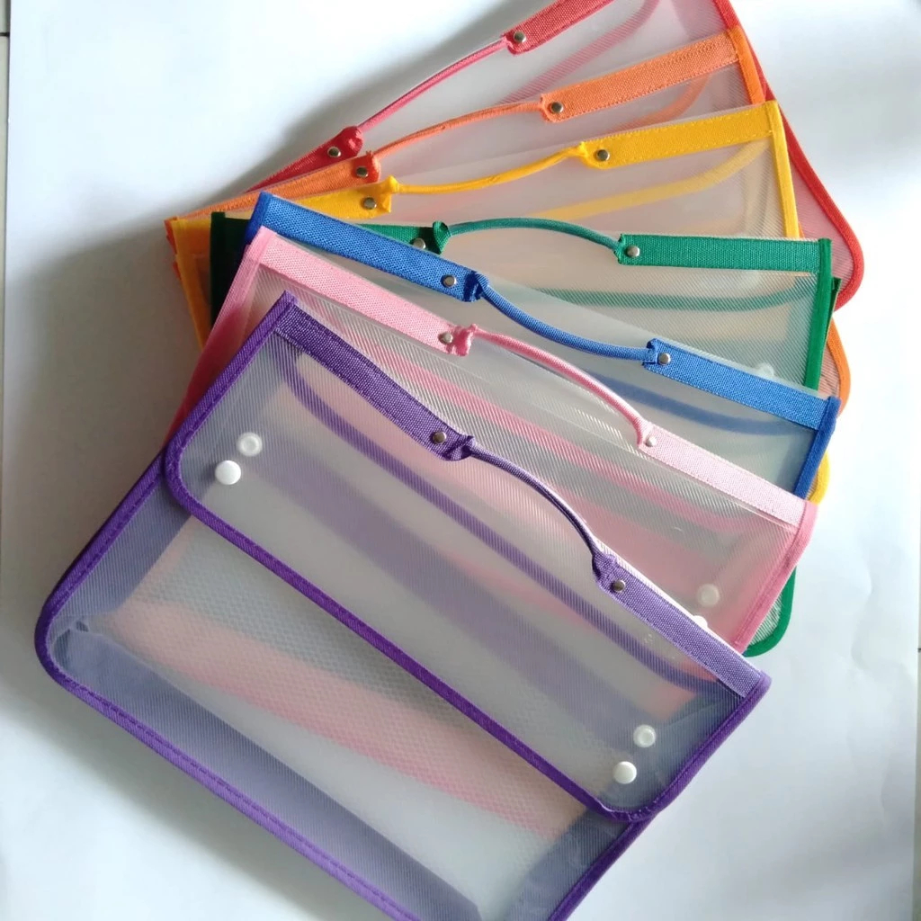 (1 Pak) Map Kancing Plastik Map Zipper Kantor / Sekolah Ukuran F4/Folio 1 Lusin Map Kancing Plastik