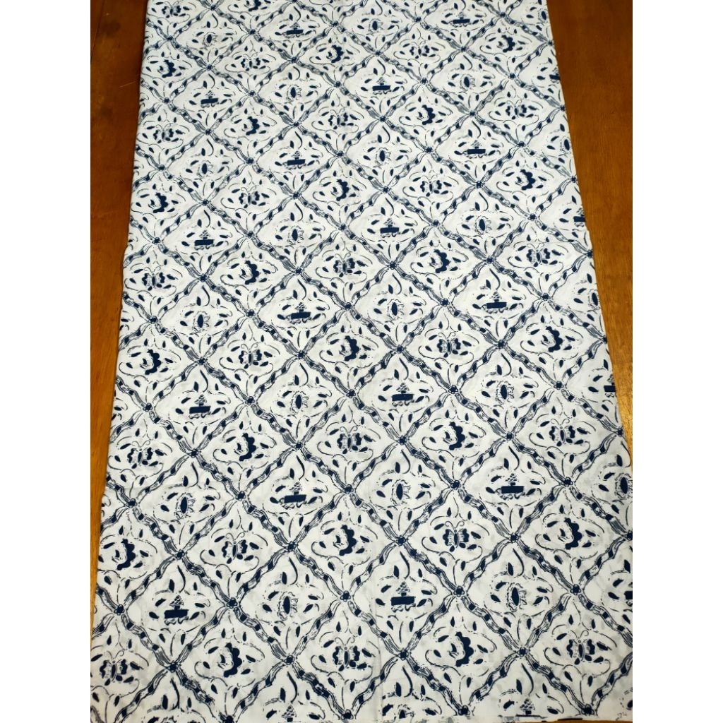 Jarik batik motif Sido Mulyo biru putih solo