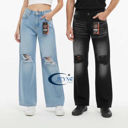 Celana Jeans Sobek Pria Baggy Jeans Gombrong Sobek