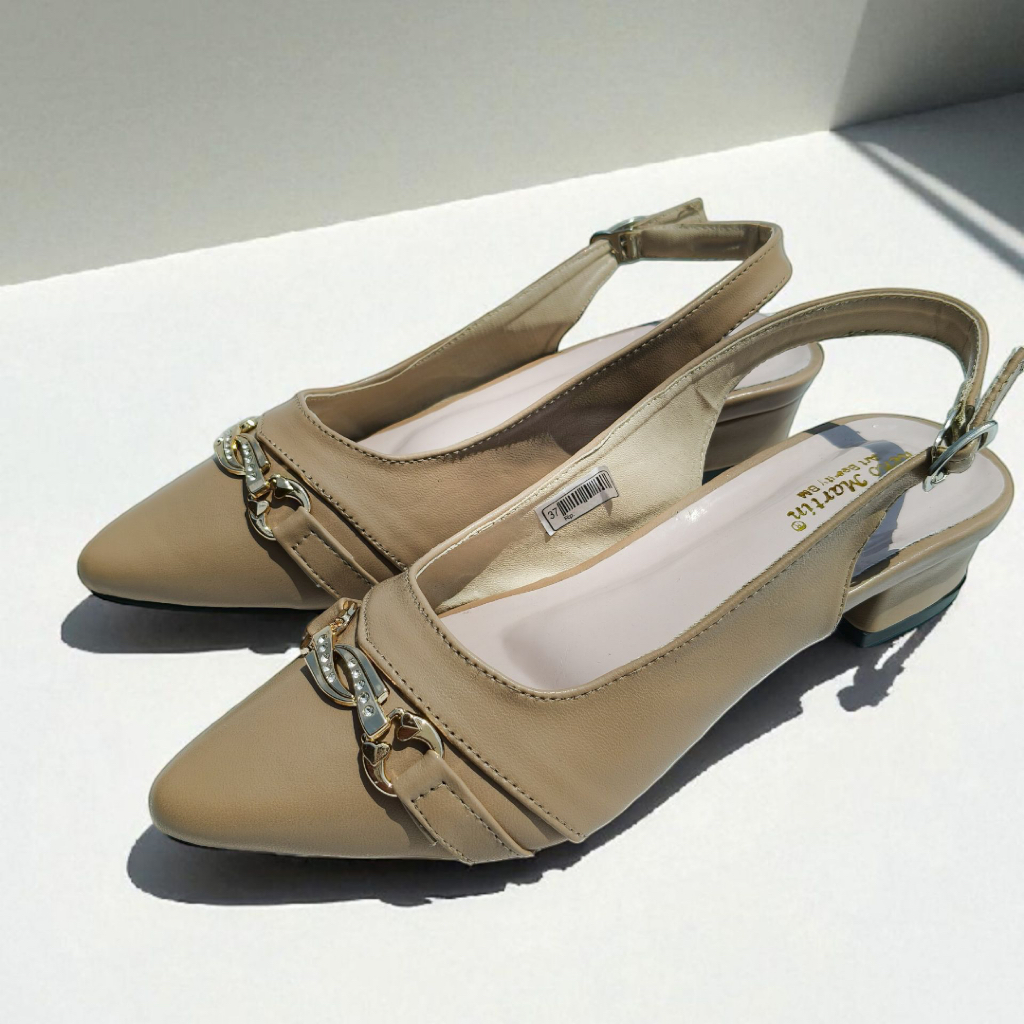 Sepatu Heels Wanita Slingback Elegan | Sepatu Kerja & Pesta Hak Pendek Nyaman